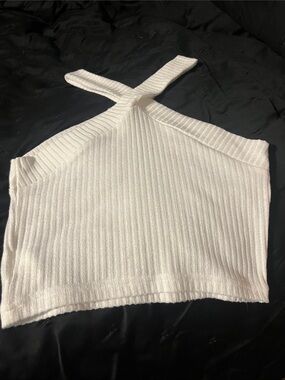SHEIN White Ribbed Cross-Strap Crop Top